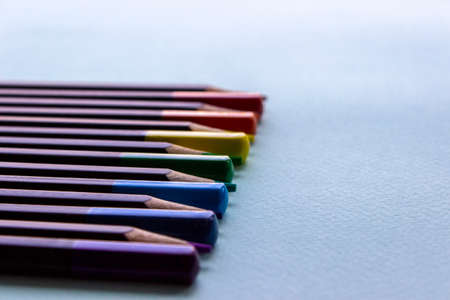 Colorful pencils in fantasy style on light background. Summer textile collection. Colorful graphic....
