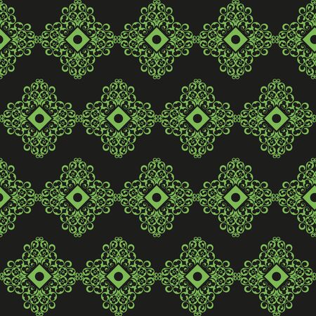 green ornament on a black background. seamless patternのイラスト素材