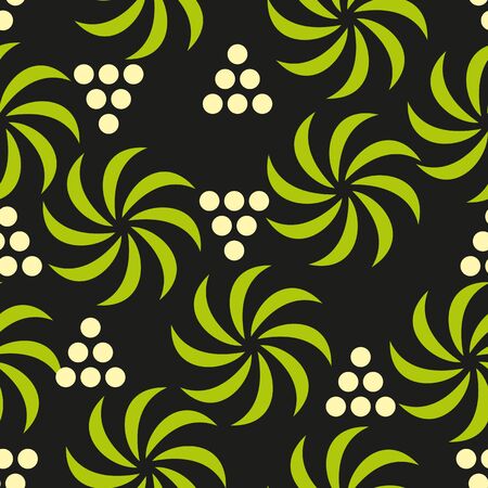 seamless pattern of bright flat leaves and berries.vector illustrationのイラスト素材