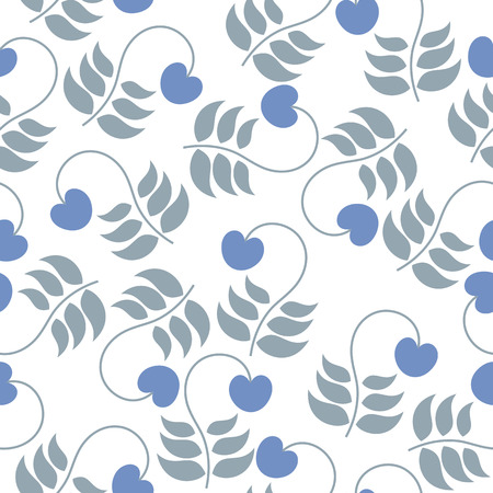 seamless pattern leaves and berries on a white background. vector illustrationのイラスト素材