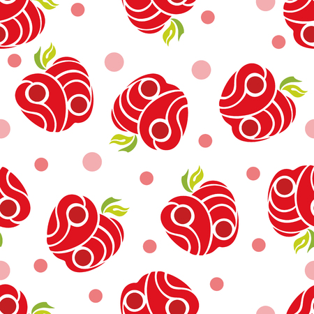 seamless abstract pattern red apples on a white background.vector illustrationのイラスト素材