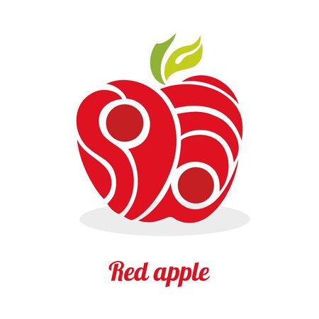 abstract red Apple on a white background.vector illustrationのイラスト素材