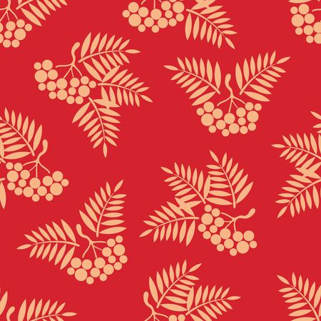 seamless background with Rowan brush on a Burgundy background.vector illustrationのイラスト素材