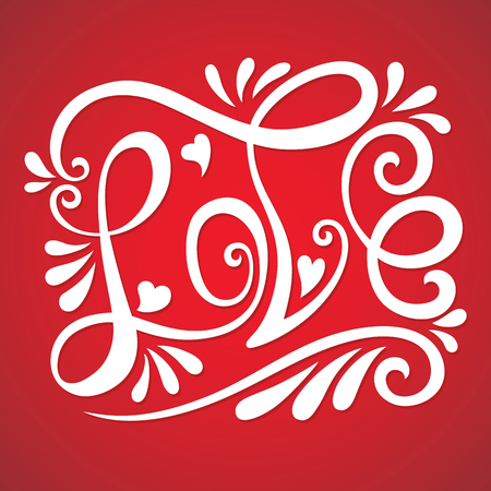 Love the handwritten title with abstract elements for greeting cards, invitations, Valentines. vector illustrationのイラスト素材