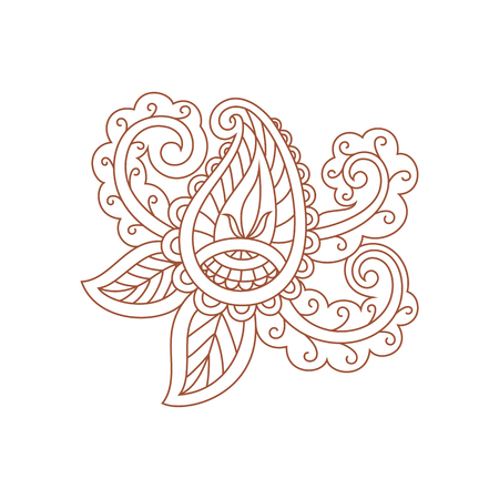 Henna tattoo flower Doodle on a white background. Vector illustrationのイラスト素材