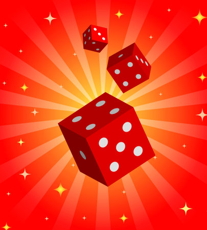 Gambling illustration with red dices on shiny backgroundのイラスト素材