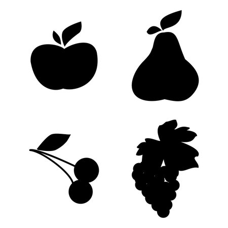 Set of vector fruit silhouetteのイラスト素材