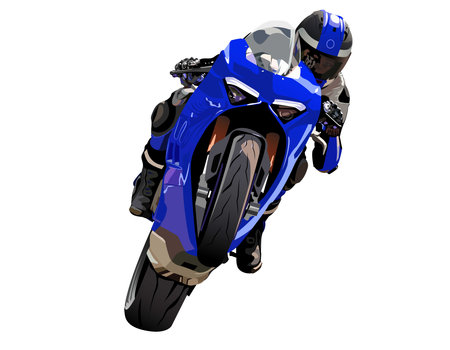 A man in a helmet races on a sports motorcycleのイラスト素材