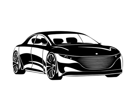 Vector image of a  car in black and white colorsのイラスト素材