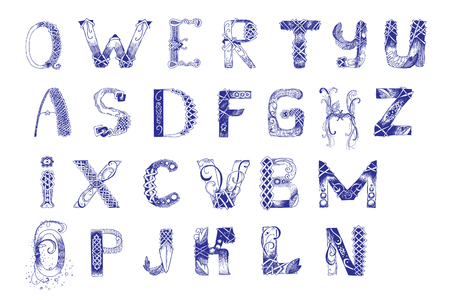 creative alphabet with hand-drawn lettersのイラスト素材