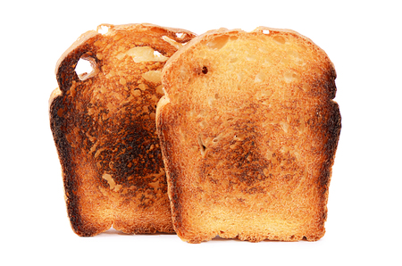 Toast fried closeup isolated on white backgroundの写真素材