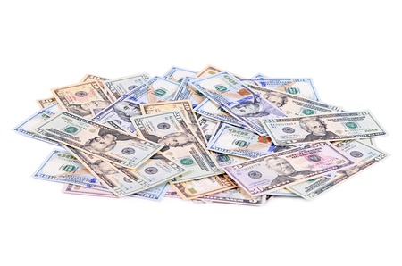 The dollar banknotes  isolated on white backgroundの写真素材