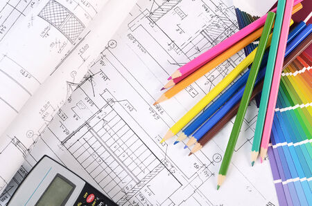 Projects of houses with a color paletteの写真素材