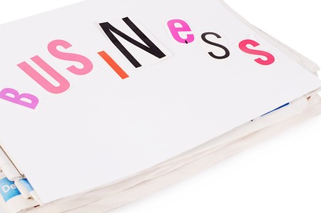 The combined newspapers isolated on white backgroundの写真素材