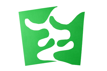 The green paper  isolated on white backgroundの写真素材