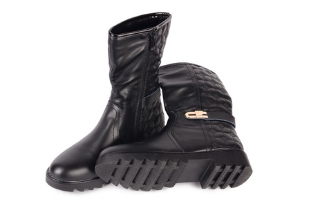 Women's autumn boots isolated on white backgroundの写真素材