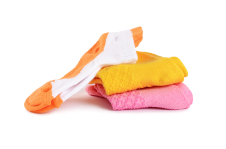 Children's socks isolated on a white backgroundの写真素材