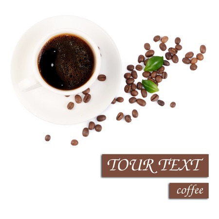The coffee beans in a cup close-upの写真素材