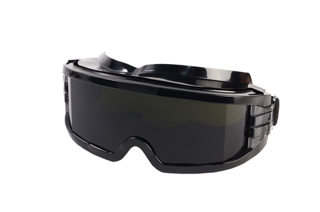 The welder glasses isolated on white backgroundの写真素材