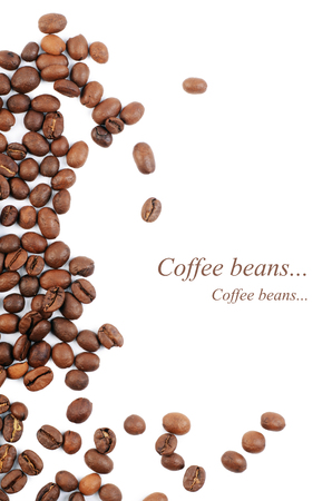 The coffee beans isolated on white backgroundの写真素材