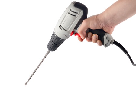 Drill the hand of a man isolatedの写真素材