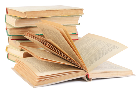 Pile of books isolated on white backgroundの写真素材
