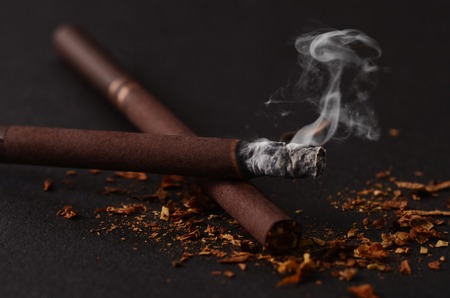 Close-up of Tobacco Cigarettes Background or textureの写真素材