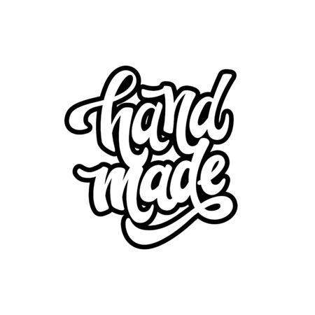 Handmade. Hand-drawn lettering. Stylish black and white logo for your product, shop, etc.のイラスト素材