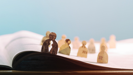 Business recruitment or hiring photo concept. Looking for talent. Icons of candidates are standing...