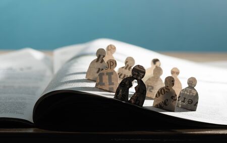 Business recruitment or hiring photo concept. Looking for talent. Icons of candidates are standing...
