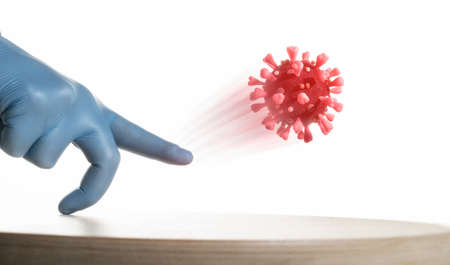 Doctor deflects coronavirus covid-19. Fight against the coronavirus. Conceptの写真素材
