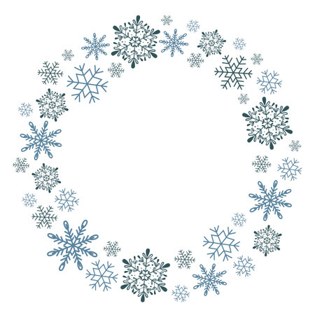 Winter circle frame of snowflakesのイラスト素材