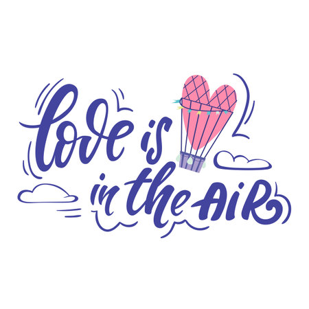 love is in the air. Romantic quote with air balloonのイラスト素材