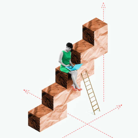 Work, career, advancement. Art collage. Business concept.の写真素材