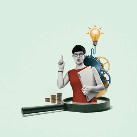 Concept of creativity, inspiration, ideas. Art collage with business ideas.の写真素材