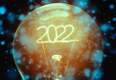 Light bulb with 2022. Hygge concept.の写真素材