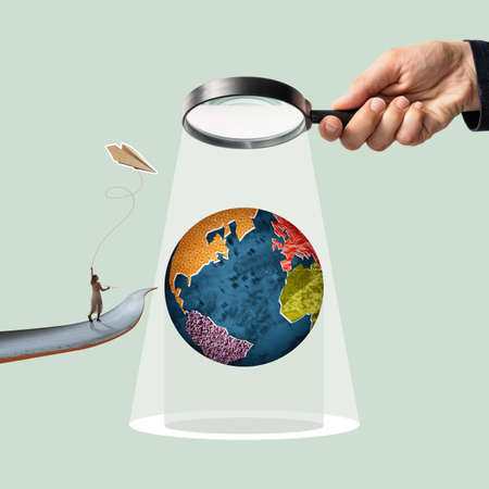 Travel around the world, art collage.の写真素材