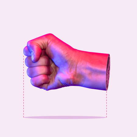 art collage. Fist as a metaphor for aggression and confrontation.