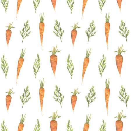 Watercolor seamless pattern with carrots