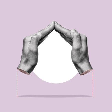 Two palms of hands protect your object.の写真素材