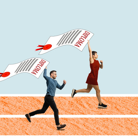 Competition in the labor market. art collage.の写真素材