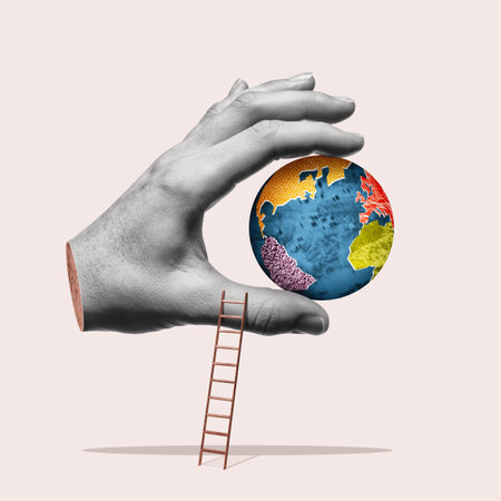 Choice of tours around the world. art collage.の写真素材