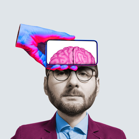 IQ testing for new employees. art collage.の写真素材