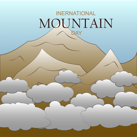 Flat mountain peaks in the clouds. Vector illustrationのイラスト素材