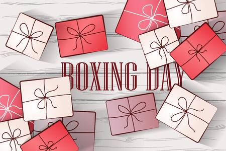 Image of gifts on a background of white wooden boards. EPS10のイラスト素材