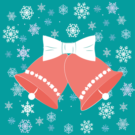 Vector illustration christmas bells in flat style with white bow. EPS10のイラスト素材