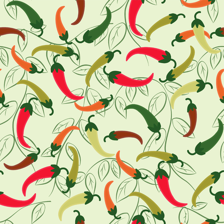 Seamless pattern of chili peppers. Vector background. EPS10のイラスト素材
