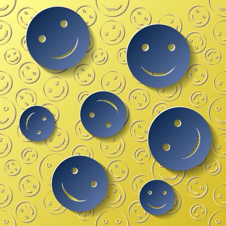Paper-style emoticons on a yellow background. EPS10のイラスト素材