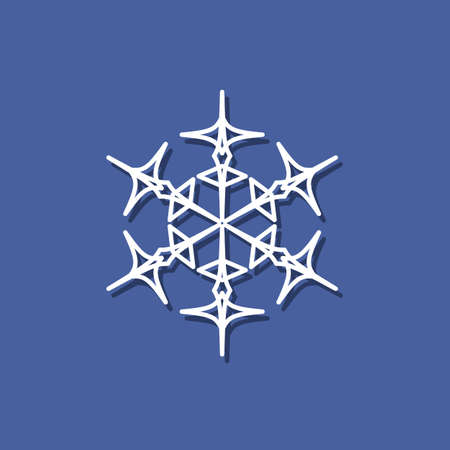 Snowflake Icon With Shadow. Snowflake Icon In The Paper Cut Styleのイラスト素材