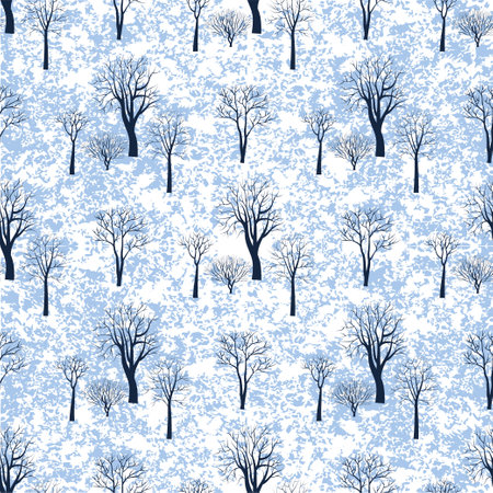 Winter Seamless Pattern Of Trees. Forest Backgroundのイラスト素材